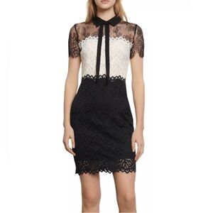 Sandro Paris TWO-TONE LACE DRESS
